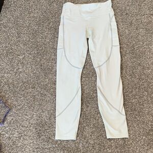 Fabletics Cream Leggings with Gray Accents